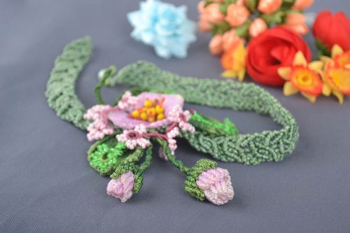Flower jewelry handmade necklace macrame necklace fashion accessories gift ideas - MADEheart.com