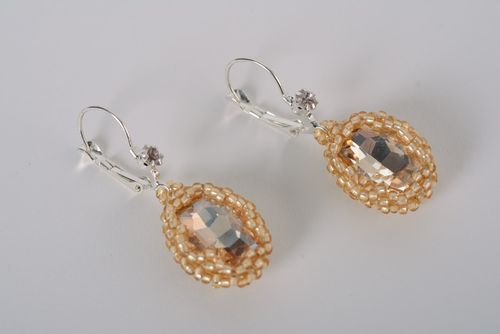 Handmade Ohrringe aus Glasperlen mit Glas Cabochon Frauen Schmuck schön  - MADEheart.com