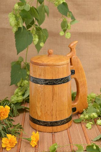 Handmade beer mug wooden beer mug eco friendly tableware wooden mug home decor - MADEheart.com