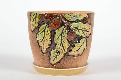 Vaso in ceramica per piante fatto a mano vaso di coccio per fiori con sottovaso  - MADEheart.com