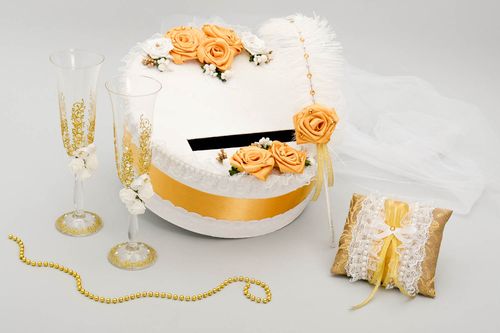 Handmade wedding glasses designer pillow for rings unusual wedding pen - MADEheart.com