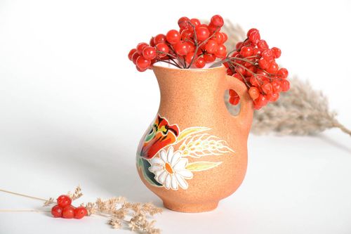 5 inches decorative 5 inches tall ceramic pitcher for home décor in floral style 0,6 lb - MADEheart.com