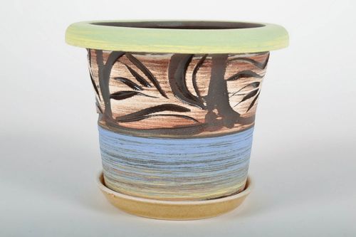 Vaso in ceramica per piante fatto a mano vaso per fiori con sottovaso  - MADEheart.com