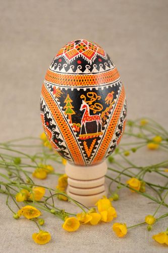 Easter egg painted with acrylics beautiful handmade goose egg pysanka home decor - MADEheart.com