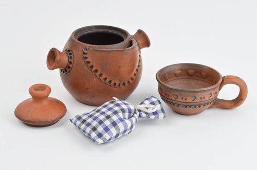 Tetera de cerámica hecha a mano y tazas para té vajilla moderna ecológica - MADEheart.com