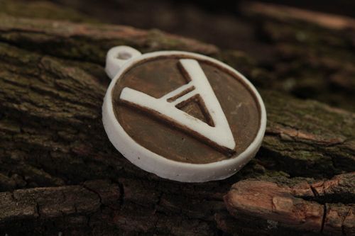 Handmade marble pendant accessory with runes polymer resin pendant for women - MADEheart.com