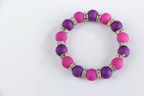 Bracelet made from ceramic beads with elastic band - MADEheart.com