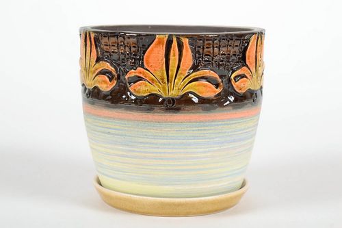 Vaso in ceramica per piante fatto a mano vaso per fiori con sottovaso  - MADEheart.com