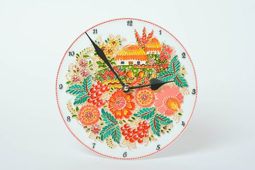 Handmade clock in ethnic style stained glass wall clock home decor ideas - MADEheart.com