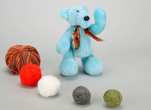 Soft toy of blue color Bear - MADEheart.com