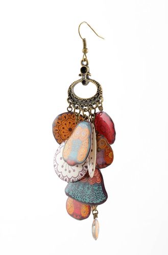 Orecchini pendenti fatti a mano bigiotteria in bronzo accessori di vetro - MADEheart.com