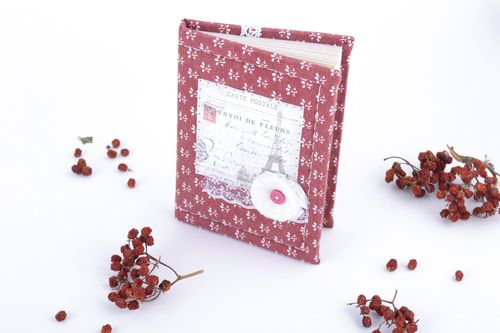 Beautiful vintage handmade notebook with soft fabric cover with French design - MADEheart.com