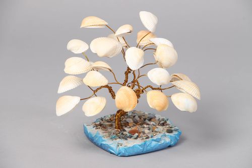 Topiario albero decorativo fatto a mano di conchiglie alberello della felicità - MADEheart.com