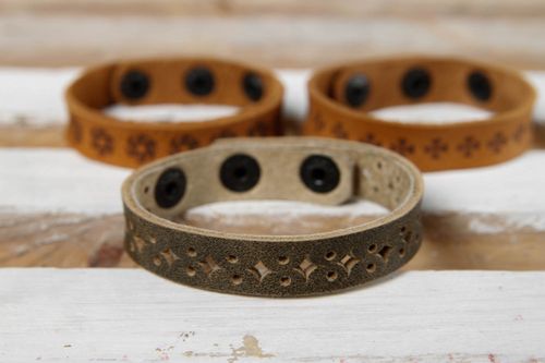 Unusual handmade bracelet leather goods leather bracelet designs small gifts - MADEheart.com