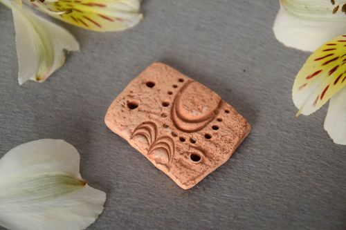 Beautiful homemade clay blank pendant with openings DIY jewelry making - MADEheart.com