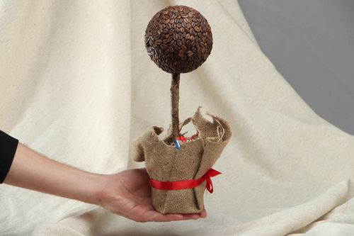 Topiario albero decorativo fatto a mano di grani caffè alberello della felicità - MADEheart.com