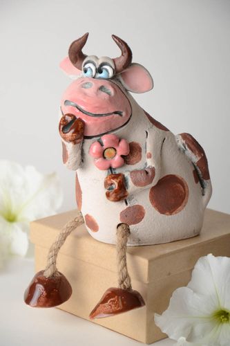 Tirelire vache faite main Figurine animal céramique mignonne Cadeau original - MADEheart.com