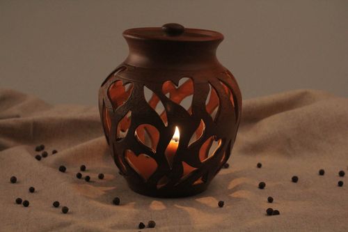 Lâmpada de aroma de cerâmica decorativa feito à mão decoração de argila artesanal  - MADEheart.com