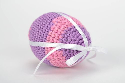 Beautiful handmade decorative crochet striped Easter egg for home decor - MADEheart.com