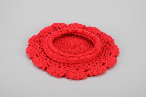 Berretto a maglia fatto a mano berretto da donna cappello colore rosso - MADEheart.com
