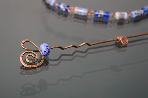 Unusual wire wrap copper brooch - MADEheart.com