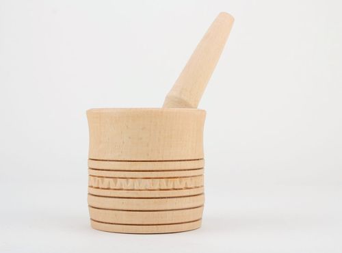 Wooden mortar for grinding spices - MADEheart.com