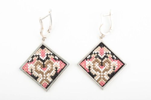 Stylish earrings handmade earrings handcrafted jewelry embroidery designs - MADEheart.com