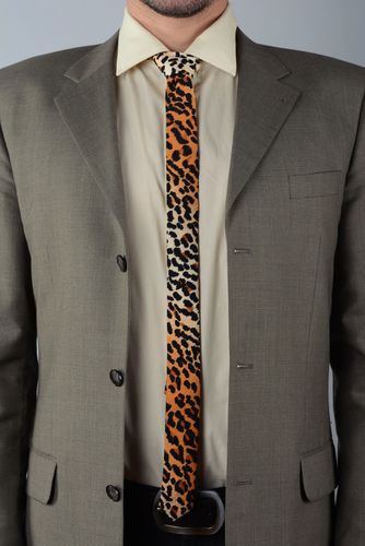 Cravate imprimée léopard en coton faite main  - MADEheart.com