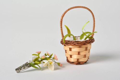Spilla bella fatta a mano accessorio in argilla polimerica fiori di campo - MADEheart.com