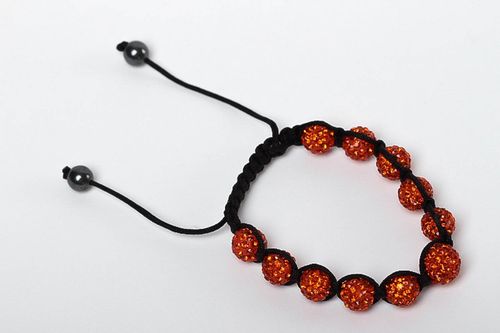 Black wax cord strand red beads bracelet for women - MADEheart.com