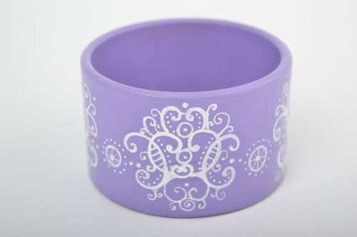 Lilac painted bracelet handmade wrist bracelet wooden accessories women jewelry  - MADEheart.com