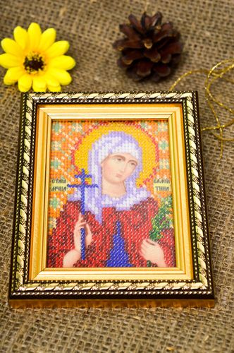 Icono ortodoxo hecho a mano cuadro religioso de abalorios regalo para mujer - MADEheart.com