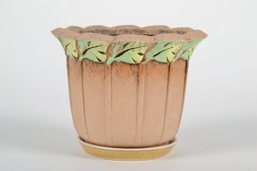 Blumentopf aus Keramik Blatt - MADEheart.com