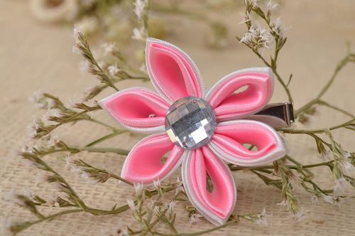 Handmade hair clip kanzashi flower hair accessories for girls gifts for kids - MADEheart.com