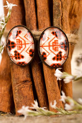 Handmade female stud earrings unusual patterned earrings designer jewelry - MADEheart.com