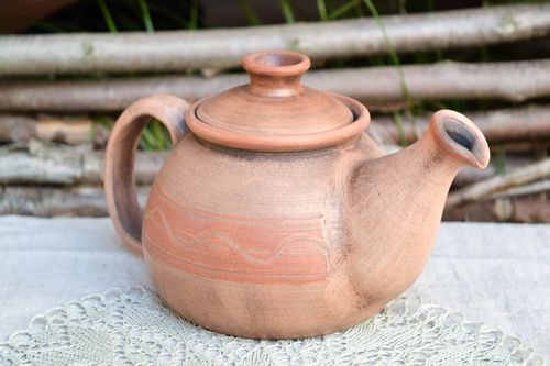 Tetera de cerámica hecha a mano cerámica artesanal vajilla moderna para té - MADEheart.com