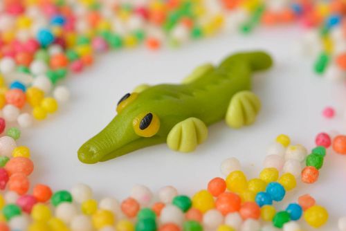 Home decor ideas handmade ceramic stylish toy cute clay figurine crocodile - MADEheart.com