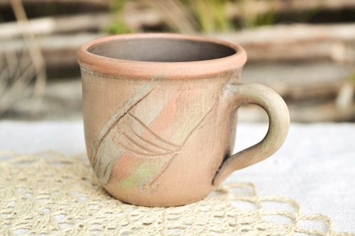 3,3 oz ceramic cup with handle and Italian style pattern - MADEheart.com
