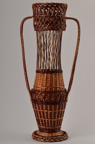 32 inches straw handmade decorative floor vase with handles for home décor 1,8 lb - MADEheart.com
