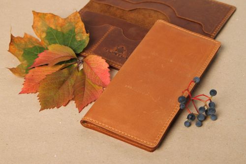 Handmade designer leather wallet unusual male purse stylish leather purse - MADEheart.com