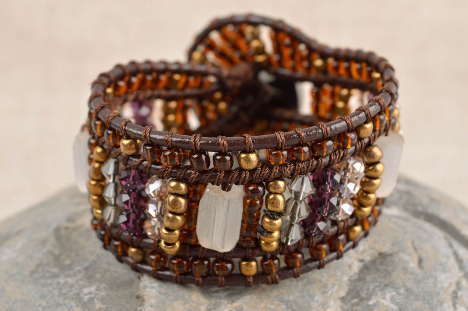 Large Bracelet perles de rocaille fait main design fantaisie Accessoire femme  photo 1