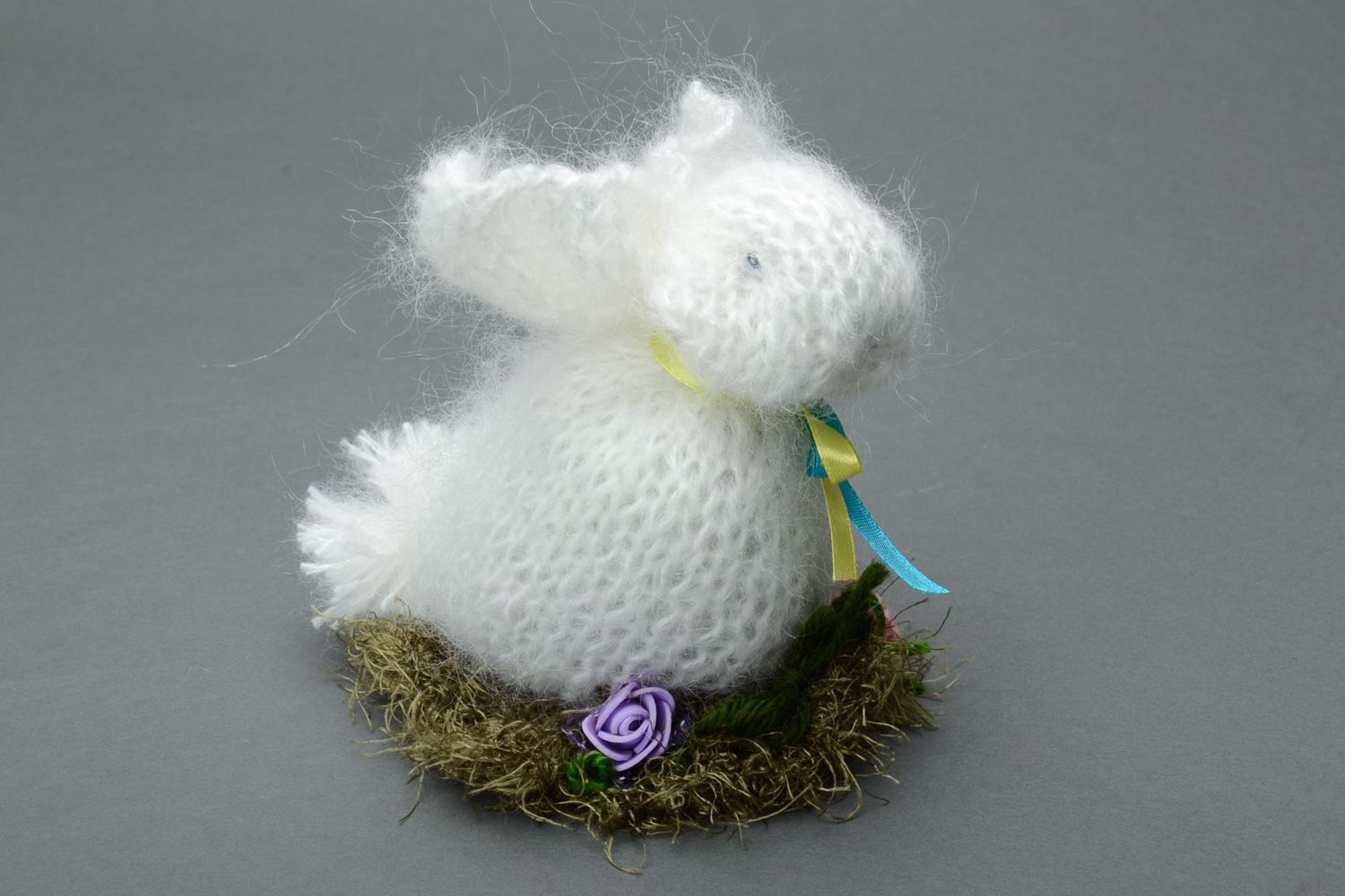 Soft crochet angora and mohair toy rabbit photo 2