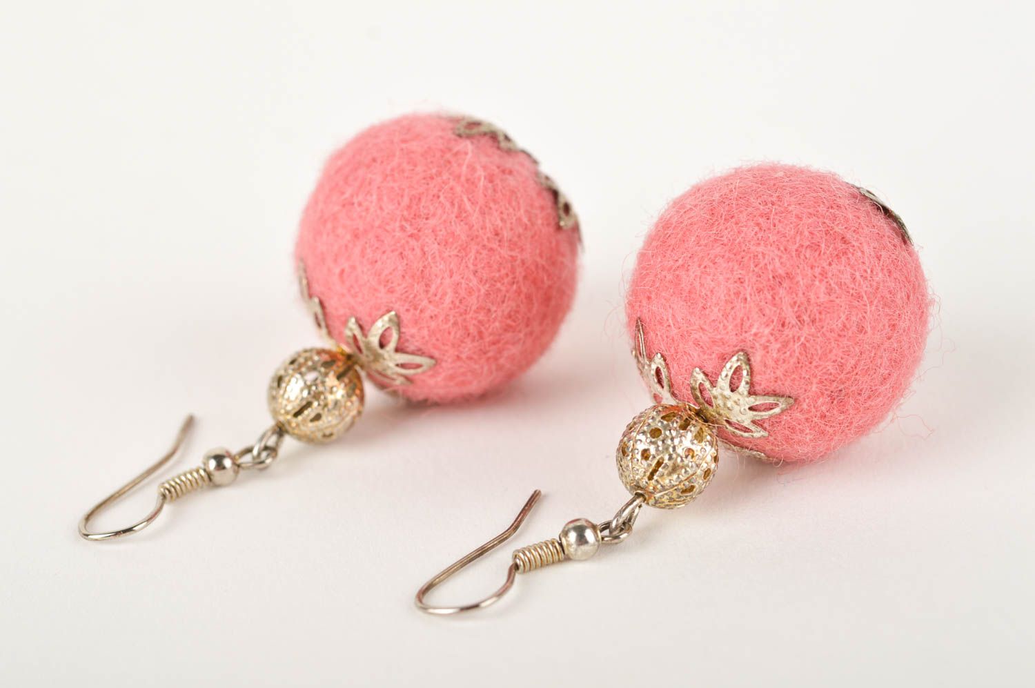Handmade pink ball earrings stylish elegant earrings tender accessories photo 2