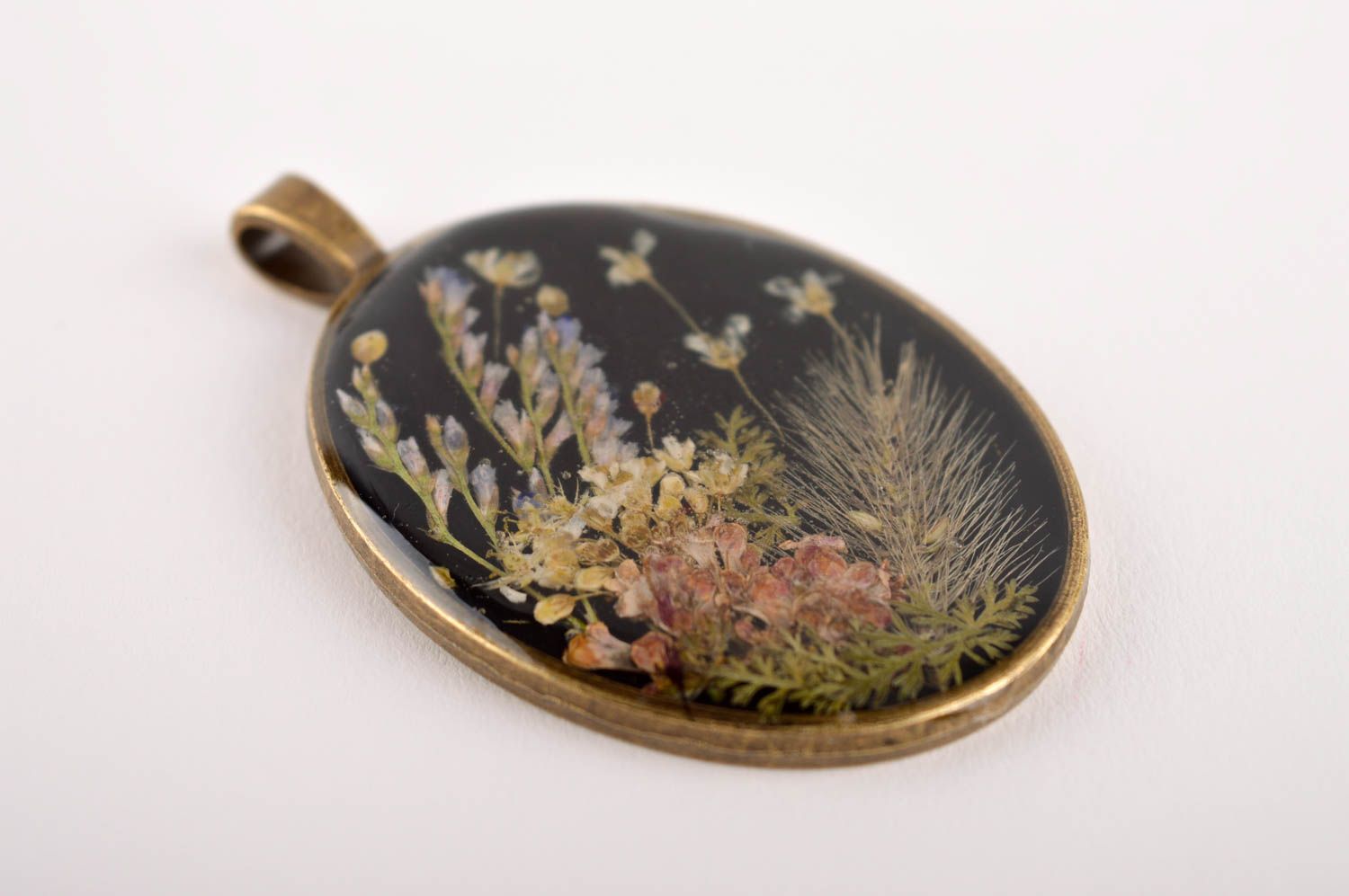 Handmade cute stylish pendant unusual pendant with flowers botanical jewelry photo 3