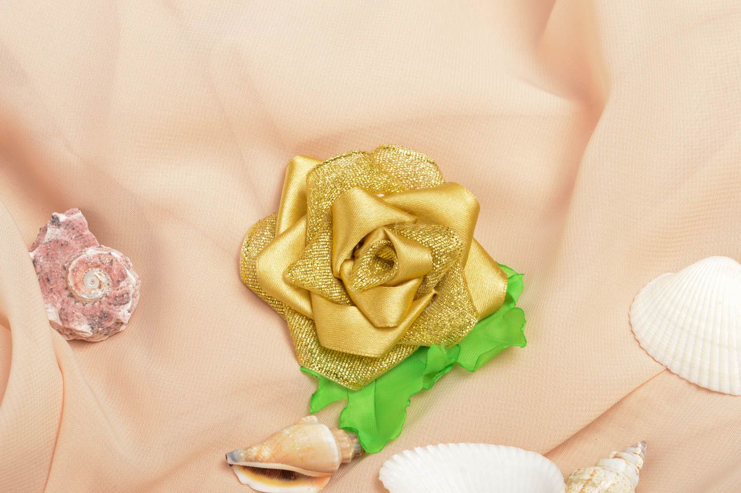 Handmade designer hair clip unusual accessory hair clip in shape of rose photo 1
