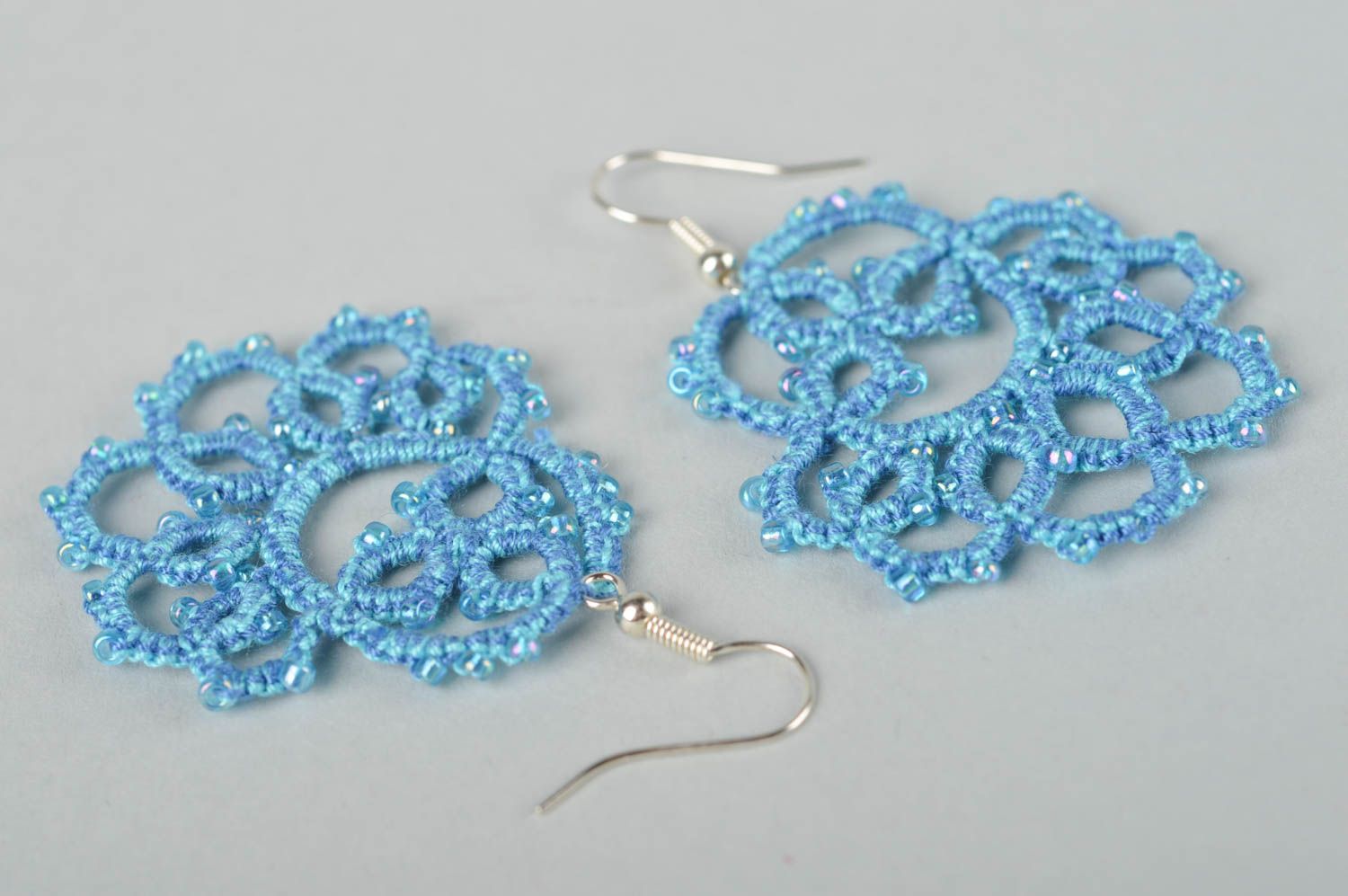 Stylish handmade textile earrings woven lace earrings costume jewelry designs photo 3