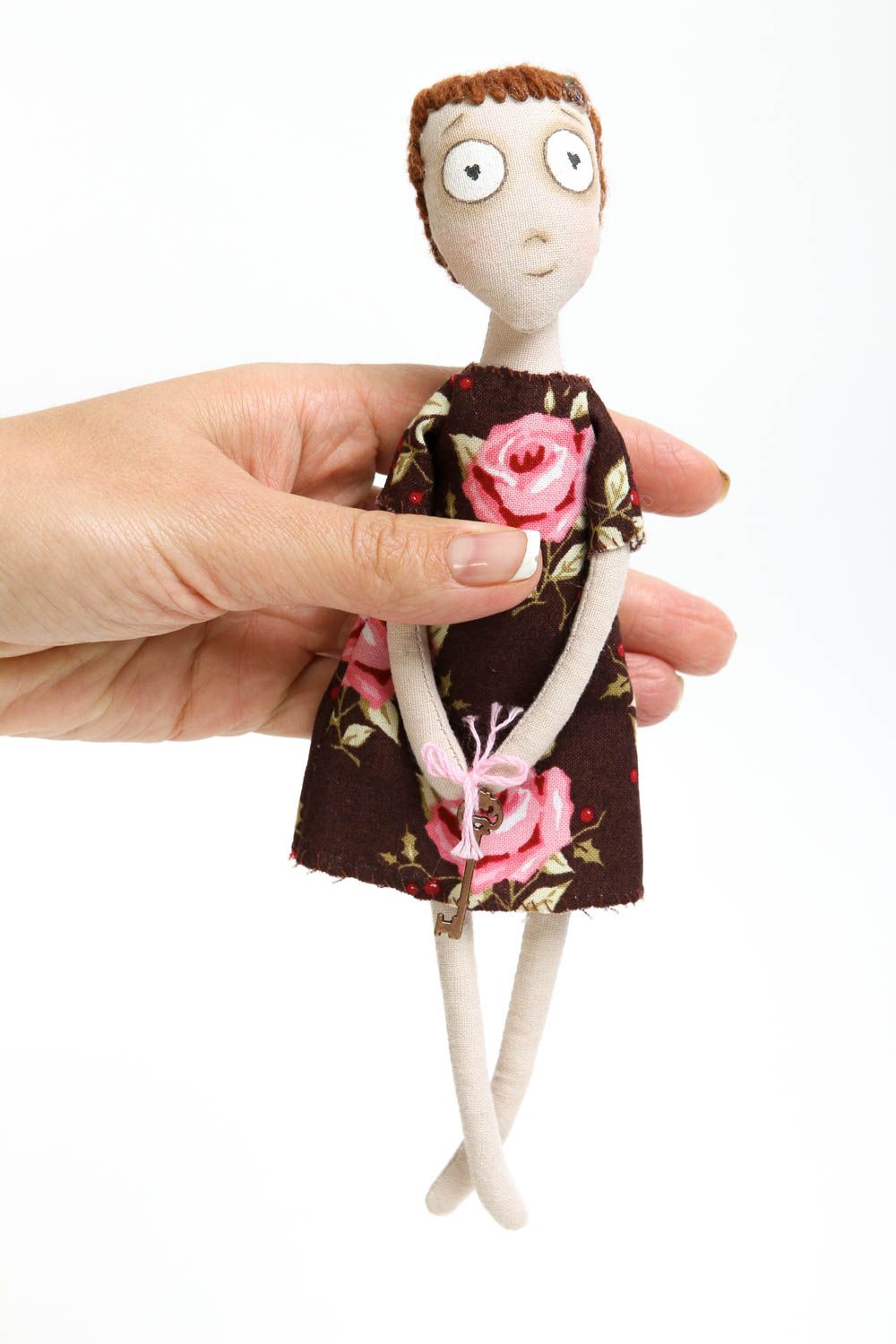 Bambola in cotone fatta a mano pupazzo tessile originale decoro casa foto 5