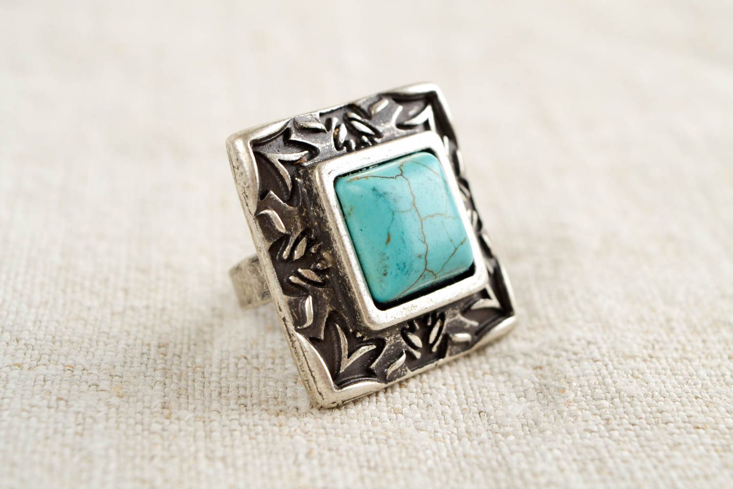 Vintage handmade metal ring cool rings for girls gemstone ring gifts for her photo 1