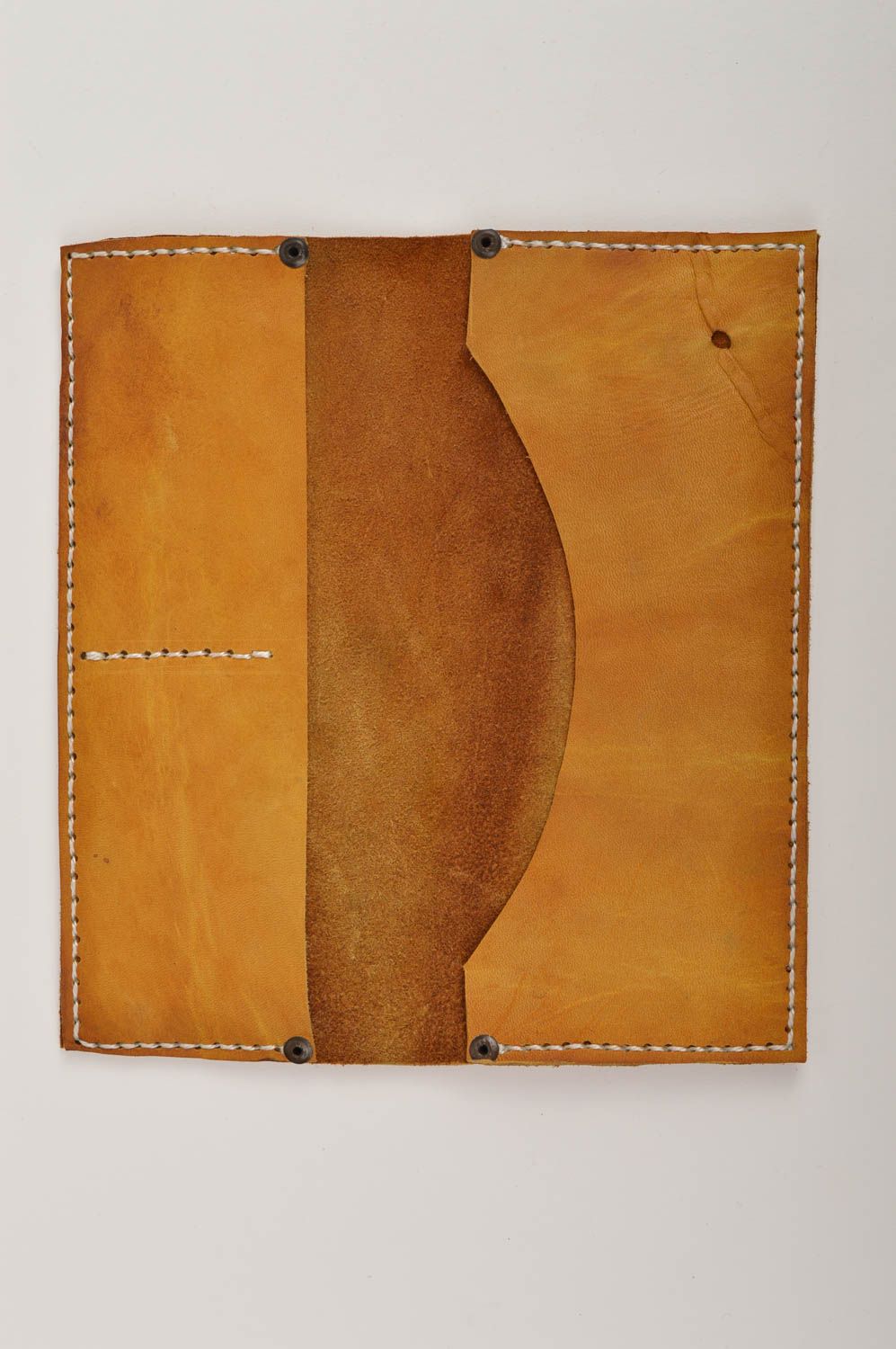 Handmade designer leather purse female yellow wallet unusual stylish accessory photo 5