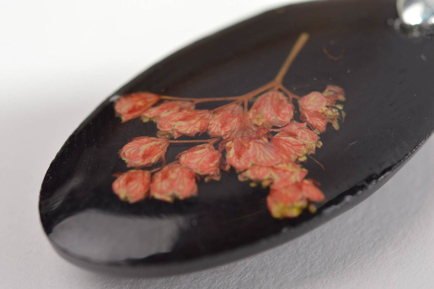 Украшение ручной работы модные серьги с сухоцветами красивые серьги черные фото 5